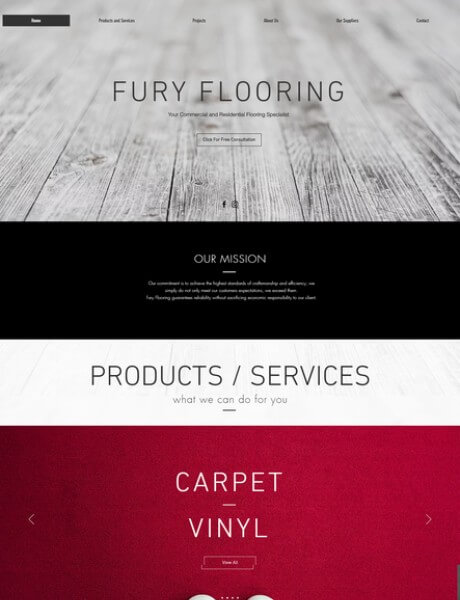 Fury Flooring website designed by cameron barke