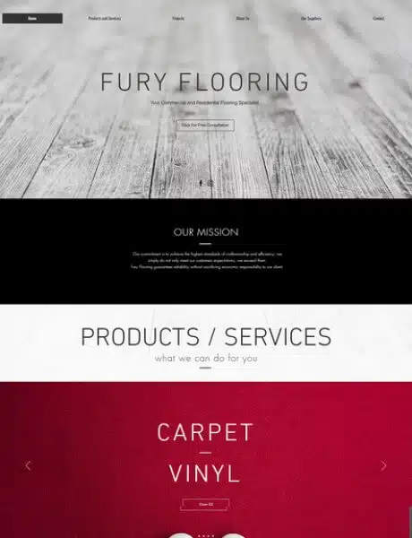 Fury Flooring website designed by cameron barke