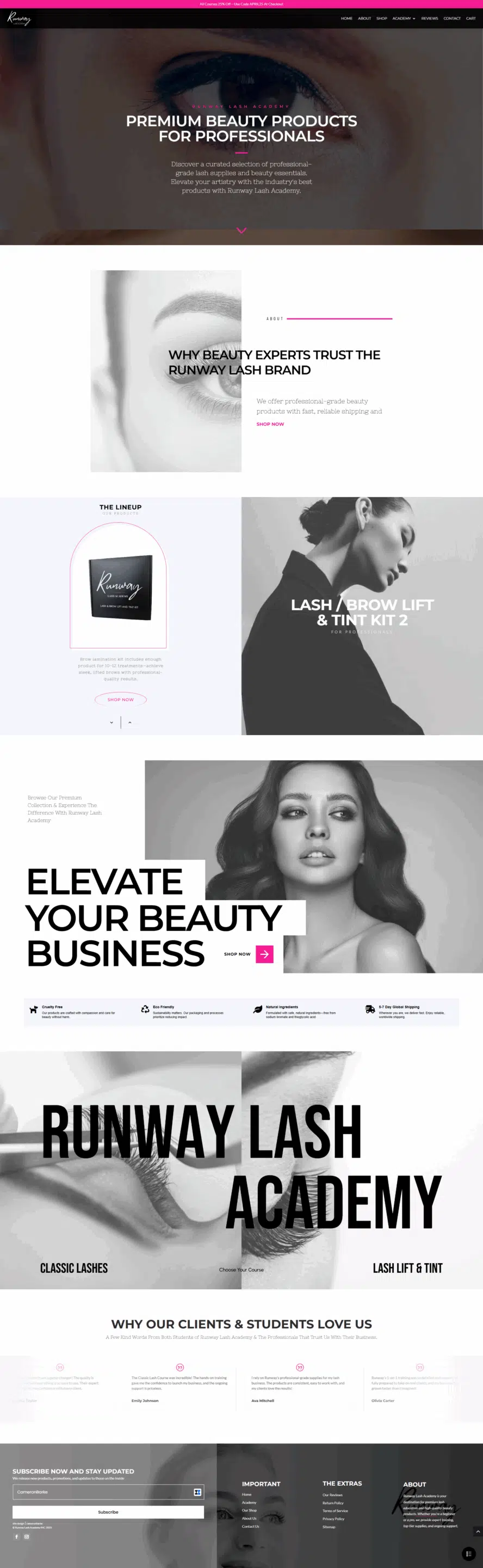 Runway Lash Academy Full Site Scroller